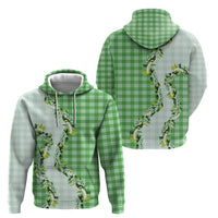 Green Hawaii Palaka Hoodie Maile Pikake Honohono Orchid Lei