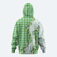 Green Hawaii Palaka Hoodie Maile Pikake Honohono Orchid Lei
