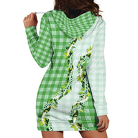 Green Hawaii Palaka Hoodie Dress Maile Pikake Honohono Orchid Lei LT05 - Polynesian Pride