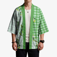 Green Hawaii Palaka Kimono Maile Pikake Honohono Orchid Lei