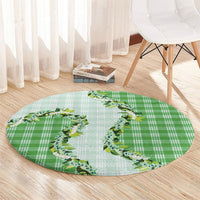 Green Hawaii Palaka Round Carpet Maile Pikake Honohono Orchid Lei