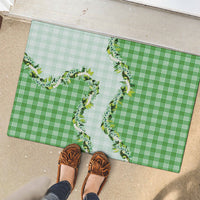 Green Hawaii Palaka Rubber Doormat Maile Pikake Honohono Orchid Lei