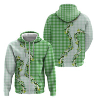 Green Hawaii Palaka Zip Hoodie Maile Pikake Honohono Orchid Lei LT05 - Polynesian Pride