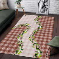 Mocha Hawaii Palaka Area Rug Maile Pikake Honohono Orchid Lei