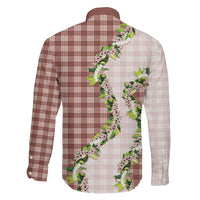Mocha Hawaii Palaka Family Matching Long Sleeve Bodycon Dress and Hawaiian Shirt Maile Pikake Honohono Orchid Lei LT05 - Polynesian Pride