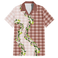 Mocha Hawaii Palaka Hawaiian Shirt Maile Pikake Honohono Orchid Lei