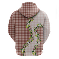 Mocha Hawaii Palaka Hoodie Maile Pikake Honohono Orchid Lei