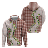 Mocha Hawaii Palaka Hoodie Maile Pikake Honohono Orchid Lei