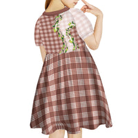 Mocha Hawaii Palaka Kid Short Sleeve Dress Maile Pikake Honohono Orchid Lei LT05 - Polynesian Pride