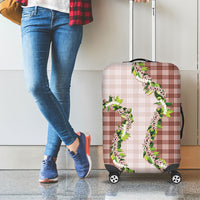 Mocha Hawaii Palaka Luggage Cover Maile Pikake Honohono Orchid Lei