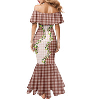 Mocha Hawaii Palaka Mermaid Dress Maile Pikake Honohono Orchid Lei LT05 - Polynesian Pride