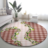 Mocha Hawaii Palaka Round Carpet Maile Pikake Honohono Orchid Lei
