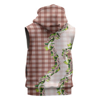 Mocha Hawaii Palaka Sleeveless Zip Hoodie Maile Pikake Honohono Orchid Lei LT05 - Polynesian Pride