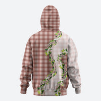 Mocha Hawaii Palaka Zip Hoodie Maile Pikake Honohono Orchid Lei