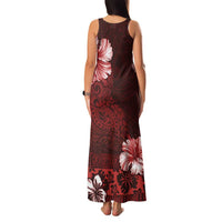 Hawaii Hibiscus With Oxblood Polynesian Pattern Family Matching Tank Maxi Dress and Hawaiian Shirt LT05 - Polynesian Pride