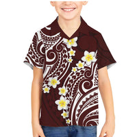 Plumeria With Oxblood Polynesian Tattoo Pattern Family Matching Mermaid Dress and Hawaiian Shirt LT05 Son's Shirt Red - Polynesian Pride