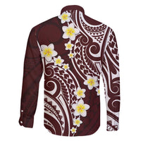 Plumeria With Oxblood Polynesian Tattoo Pattern Family Matching Summer Maxi Dress and Hawaiian Shirt LT05 - Polynesian Pride