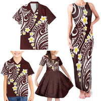 Plumeria With Oxblood Polynesian Tattoo Pattern Family Matching Tank Maxi Dress and Hawaiian Shirt LT05 - Polynesian Pride