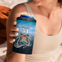 Personalised Happy 54th Fiji Day 4 in 1 Can Cooler Tumbler Forever Fiji With Tapa Tribal Pattern LT05 - Polynesian Pride