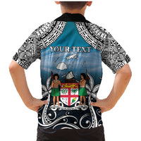 Personalised Happy 54th Fiji Day Family Matching Mermaid Dress and Hawaiian Shirt Forever Fiji With Tapa Tribal Pattern LT05 - Polynesian Pride