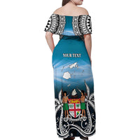 Personalised Happy 54th Fiji Day Family Matching Off Shoulder Maxi Dress and Hawaiian Shirt Forever Fiji With Tapa Tribal Pattern LT05 - Polynesian Pride