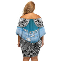 Personalised Happy 54th Fiji Day Family Matching Off Shoulder Short Dress and Hawaiian Shirt Forever Fiji With Tapa Tribal Pattern LT05 - Polynesian Pride