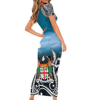 Personalised Happy 54th Fiji Day Family Matching Short Sleeve Bodycon Dress and Hawaiian Shirt Forever Fiji With Tapa Tribal Pattern LT05 - Polynesian Pride