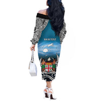 Personalised Happy 54th Fiji Day Off The Shoulder Long Sleeve Dress Forever Fiji With Tapa Tribal Pattern LT05 - Polynesian Pride