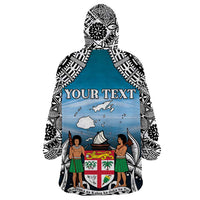 Personalised Happy 54th Fiji Day Wearable Blanket Hoodie Forever Fiji With Tapa Tribal Pattern LT05 - Polynesian Pride