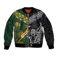 Rugby New Zealand South Africa Bomber Jacket Maori Tiki Springboks Together