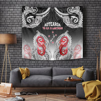 New Zealand Waitangi Day Tapestry Aotearoa Te Ra O Waitangi Manaia Maori Pattern LT05 Black - Polynesian Pride