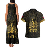 Haiti 1804 Couples Matching Tank Maxi Dress and Hawaiian Shirt Polynesian Gold Neg Maron LT05 - Polynesian Pride