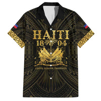 Haiti 1804 Family Matching Puletasi and Hawaiian Shirt Polynesian Gold Neg Maron LT05 Dad's Shirt - Short Sleeve Gold - Polynesian Pride