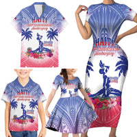 Personalised Haiti Independence Day Family Matching Short Sleeve Bodycon Dress and Hawaiian Shirt Neg Maron Polynesian Style LT05 - Polynesian Pride