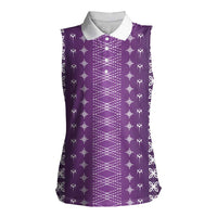 Purple Samoa Malu Tattoo Inspired Women Sleeveless Polo Shirt - Polynesian Pride