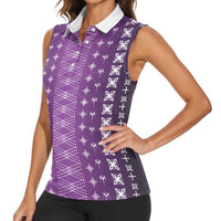 Purple Samoa Malu Tattoo Inspired Women Sleeveless Polo Shirt - Polynesian Pride
