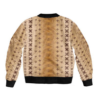 Beige Samoa Malu Tattoo Inspired Bomber Jacket - Polynesian Pride
