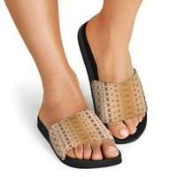 Beige Samoa Malu Tattoo Inspired Slide Sandals - Polynesian Pride