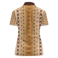 Beige Samoa Malu Tattoo Inspired Women Polo Shirt - Polynesian Pride
