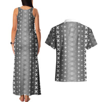 Black Samoa Malu Tattoo Inspired Couples Matching Tank Maxi Dress and Hawaiian Shirt - Polynesian Pride