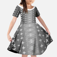 Black Samoa Malu Tattoo Inspired Family Matching Long Sleeve Bodycon Dress and Hawaiian Shirt LT05 Daughter's Dress Black - Polynesian Pride