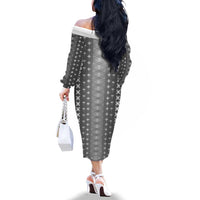 Black Samoa Malu Tattoo Inspired Family Matching Off The Shoulder Long Sleeve Dress and Hawaiian Shirt LT05 - Polynesian Pride