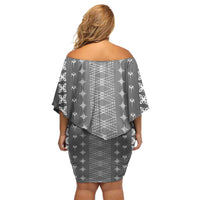 Black Samoa Malu Tattoo Inspired Family Matching Off Shoulder Short Dress and Hawaiian Shirt LT05 - Polynesian Pride