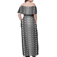 Black Samoa Malu Tattoo Inspired Off Shoulder Maxi Dress - Polynesian Pride