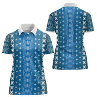 Blue Samoa Malu Tattoo Inspired Women Polo Shirt - Polynesian Pride