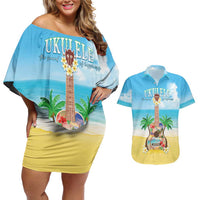 Hawaiian Ukulele Couples Matching Off Shoulder Short Dress and Hawaiian Shirt Sound Of Happiness LT05 Colorful - Polynesian Pride