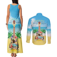 Hawaiian Ukulele Couples Matching Tank Maxi Dress and Long Sleeve Button Shirt Sound Of Happiness LT05 - Polynesian Pride
