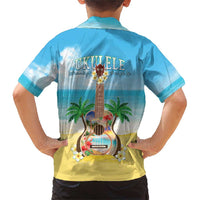 Hawaiian Ukulele Family Matching Short Sleeve Bodycon Dress and Hawaiian Shirt Sound Of Happiness LT05 - Polynesian Pride