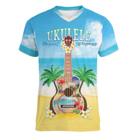 Hawaiian Ukulele Women V-Neck T-Shirt Sound Of Happiness LT05 Female Colorful - Polynesian Pride