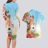 National Ukulele Day Couples Matching Long Sleeve Bodycon Dress and Hawaiian Shirt Tropical Vibe LT05 - Polynesian Pride